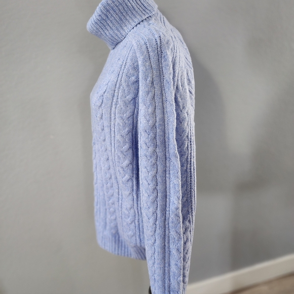 American Eagle Outfitters Light Blue Cable Knit Turtleneck Sweater - Picture 6 of 8